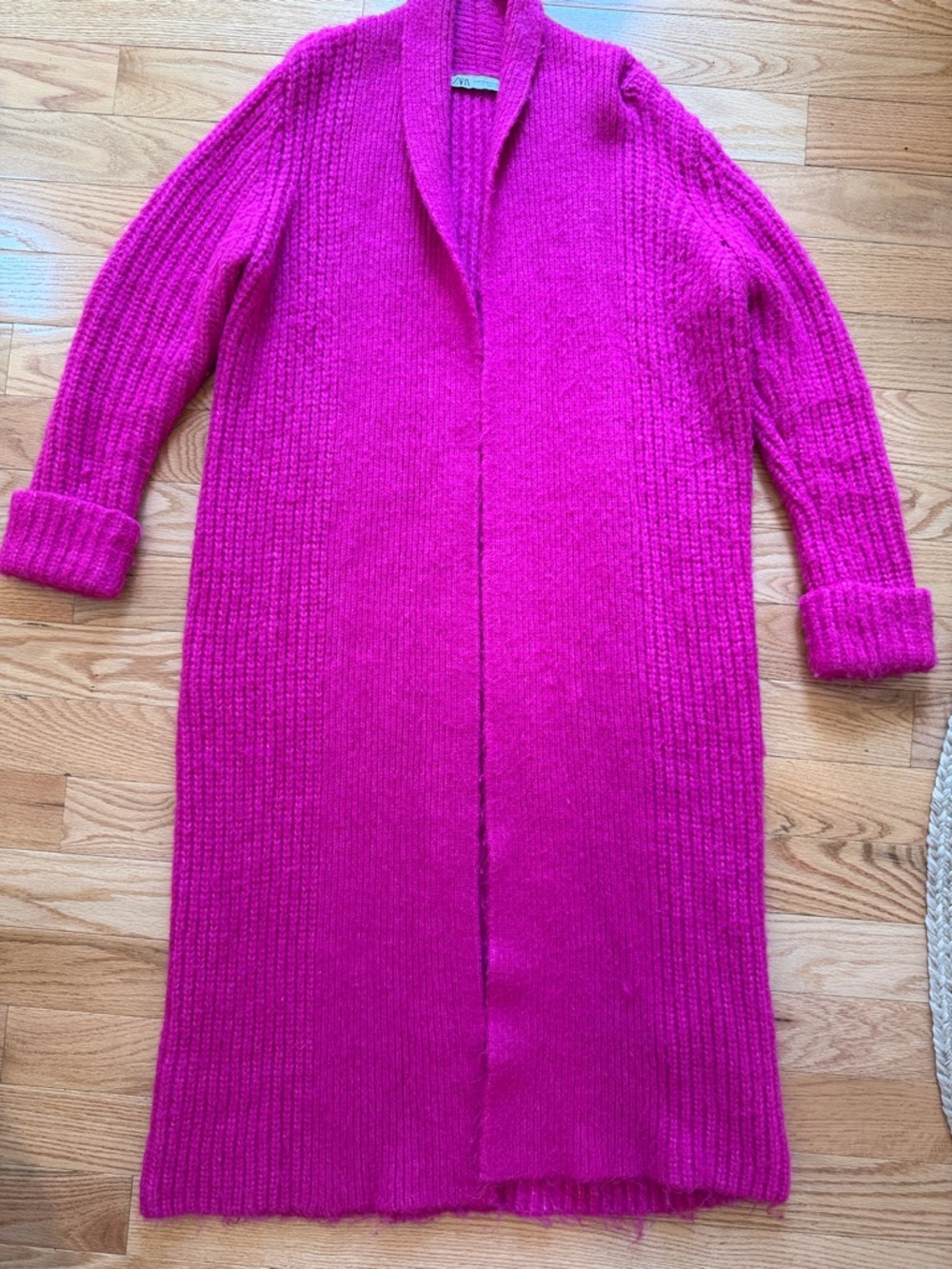 ZARA Neon Pink Sweater Coat/Duster XS